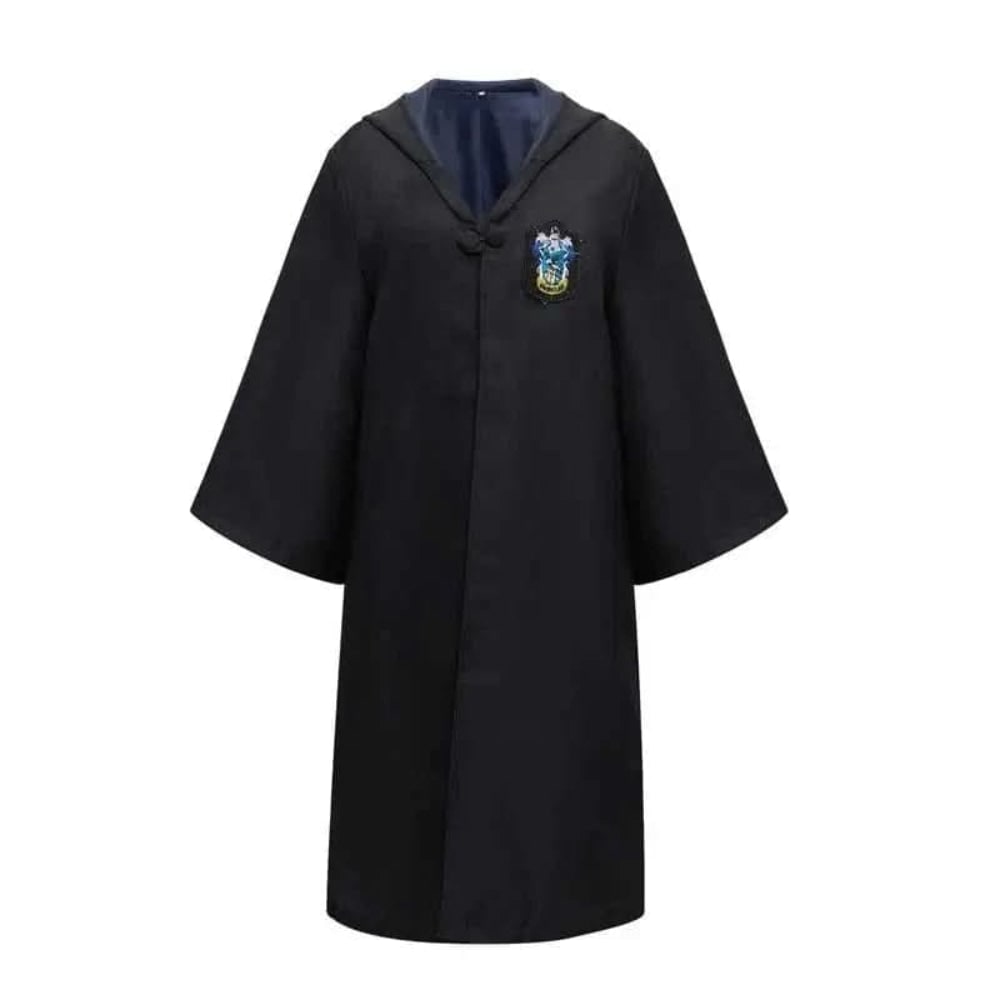 Halloween Costumes Hooded Wizard Robe with Embroidered Crest and Wide Flared Sleeves