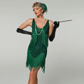 Womens 1920s Flapper Halloween Costume Dress with Sequin and Fringe Detail