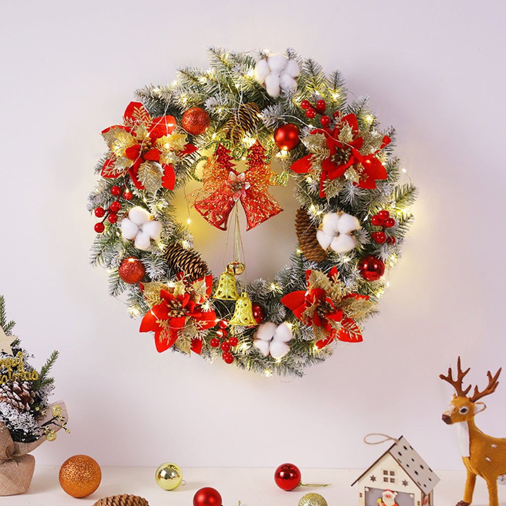 Christmas Wreath LED with Bells in Red or Gold from 40 to 60 cm Across