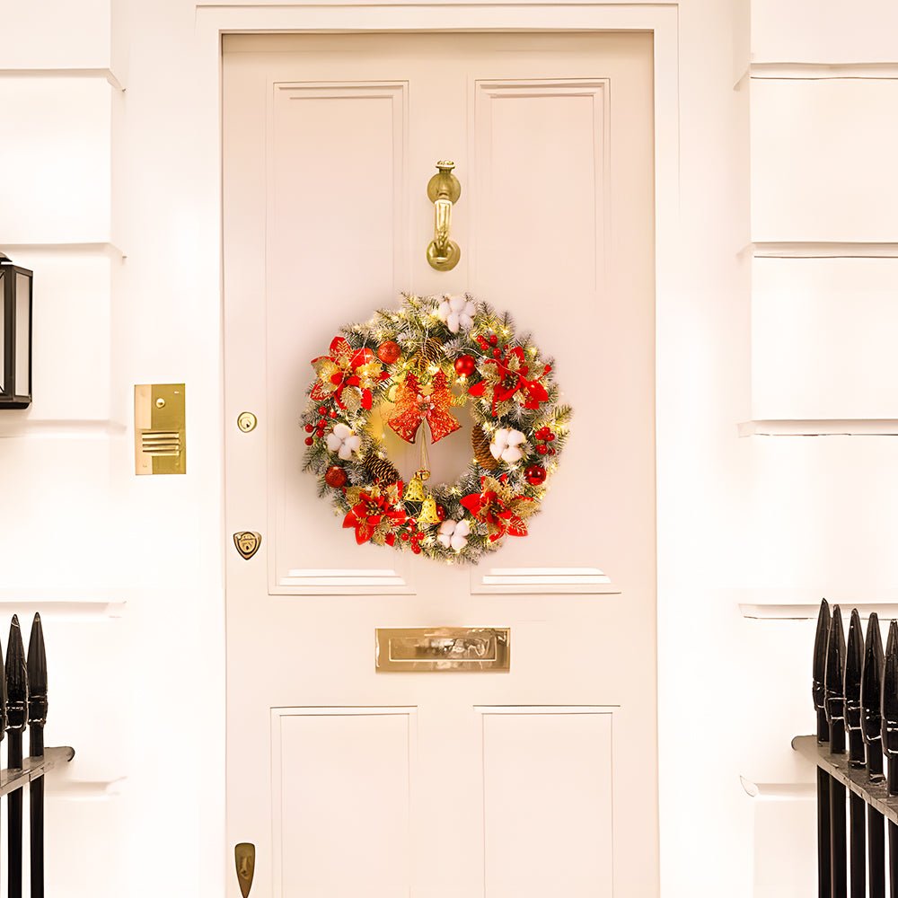 Christmas Wreath LED with Bells in Red or Gold from 40 to 60 cm Across